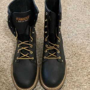 Black Carolina Men’s logging boots New w/o box 9 2E steel toe